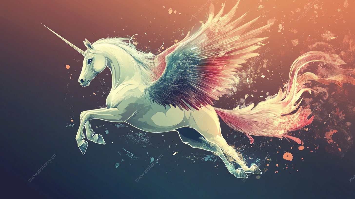 梦幻飞翼独角兽插画