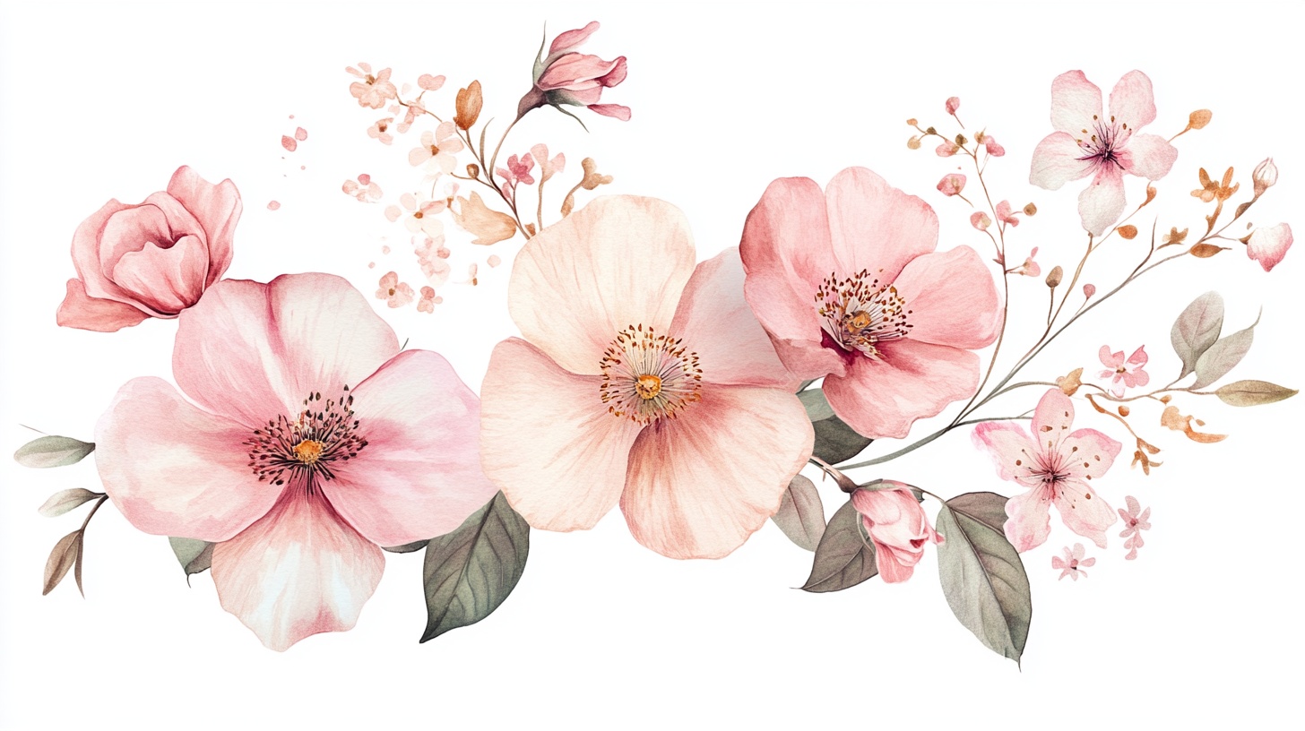 粉色花卉插画装饰图案