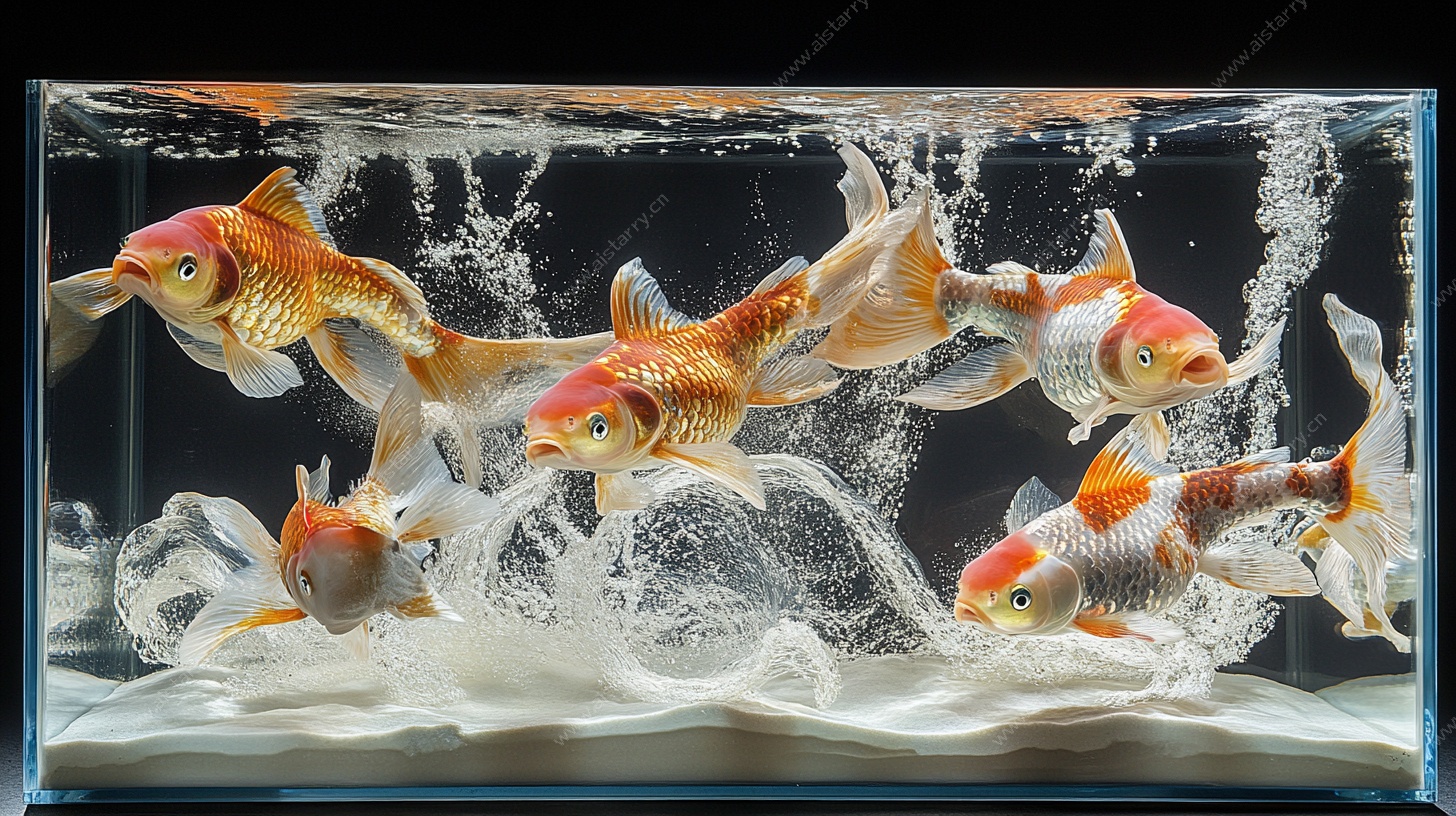 灵动金鱼水中嬉戏图