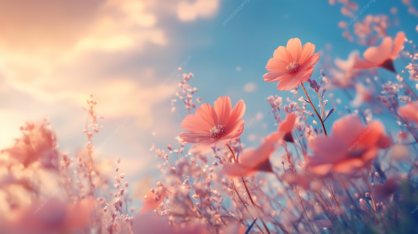 夕阳下的烂漫花海