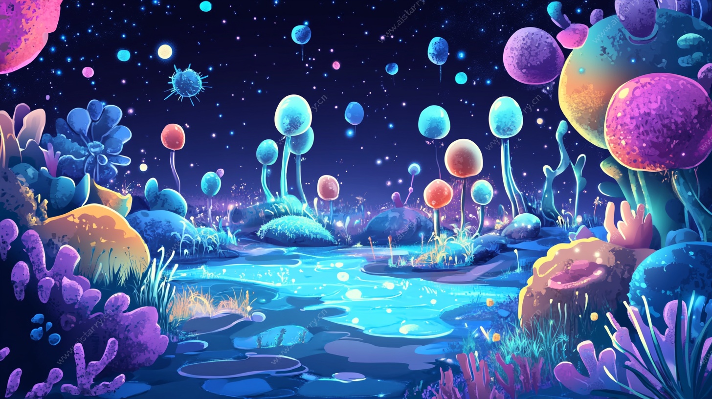 梦幻外星植物景观插画