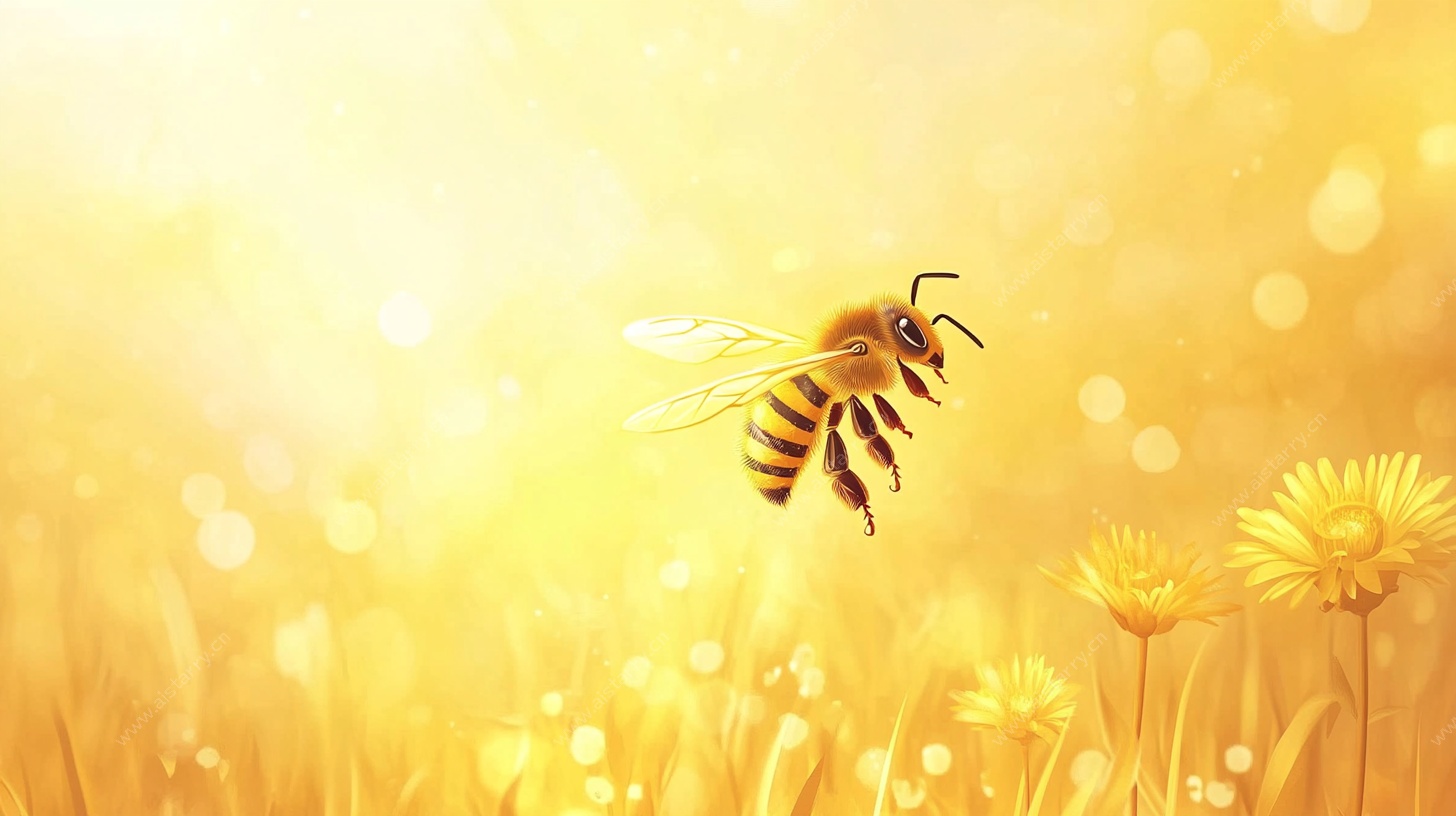 蜜蜂飞舞于金色花海间