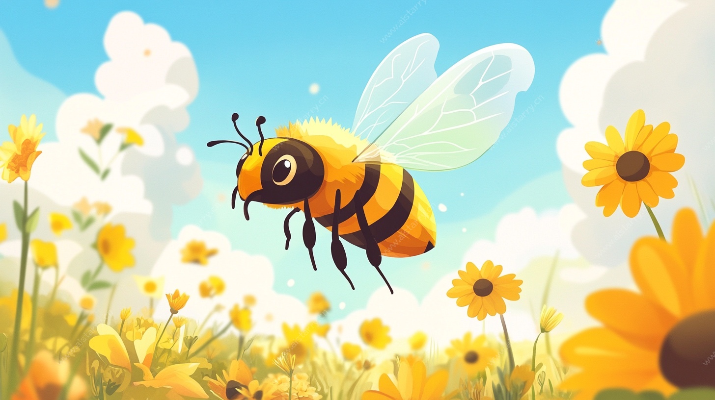 蜜蜂飞舞于灿烂花海间