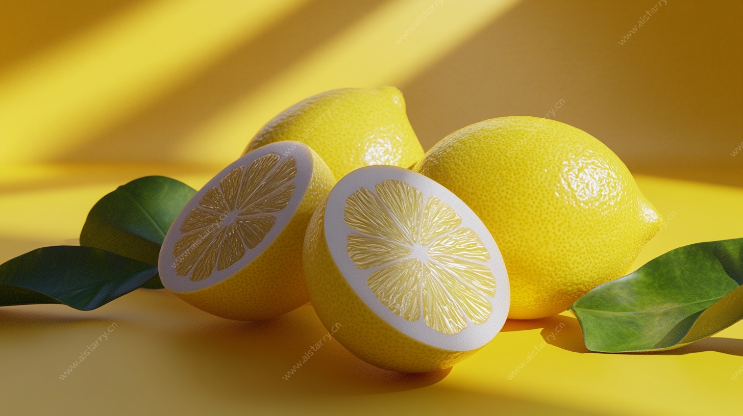 黄色背景上的新鲜柠檬
