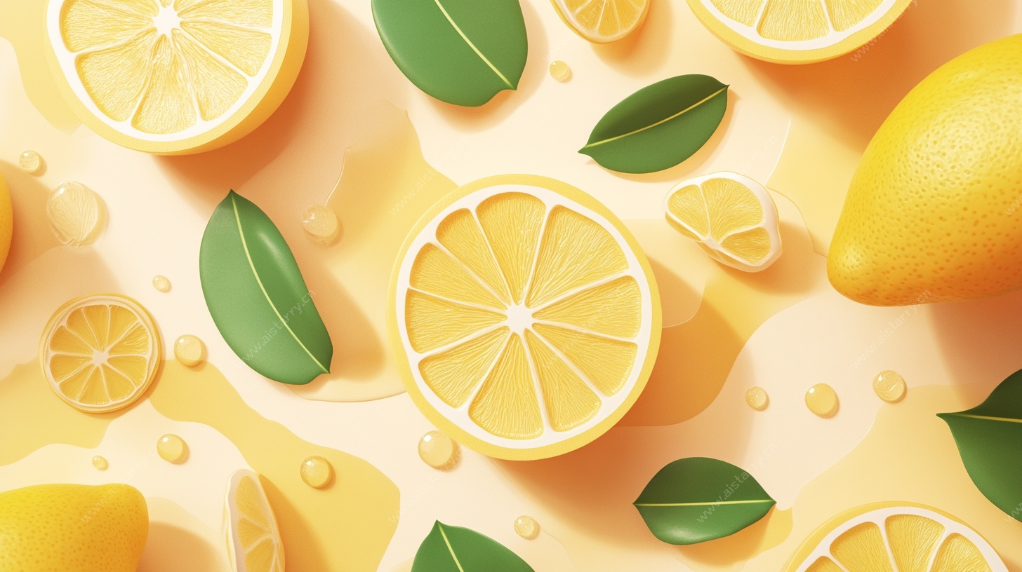 柠檬切片清新插画