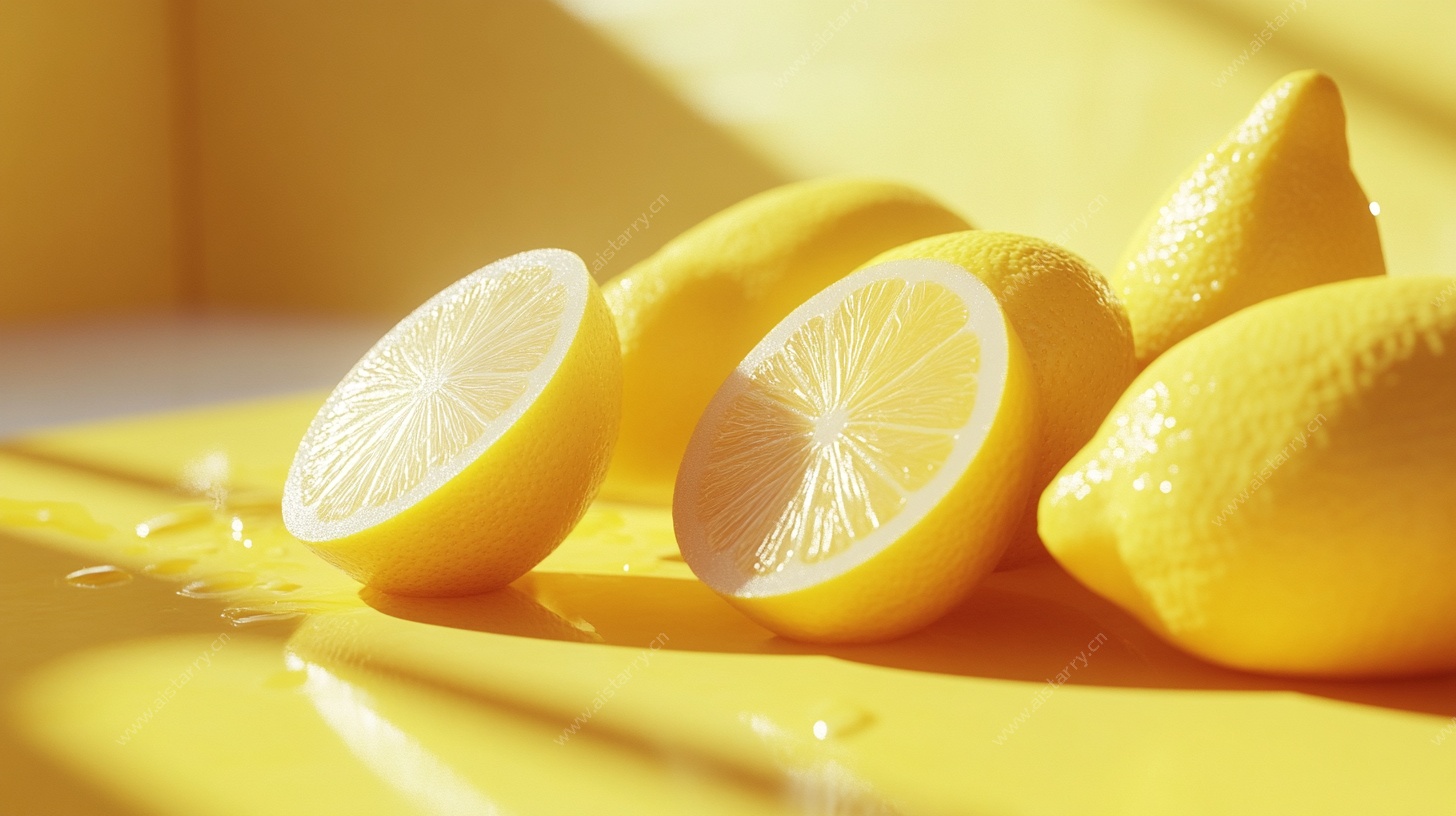 阳光下的鲜柠檬静物图