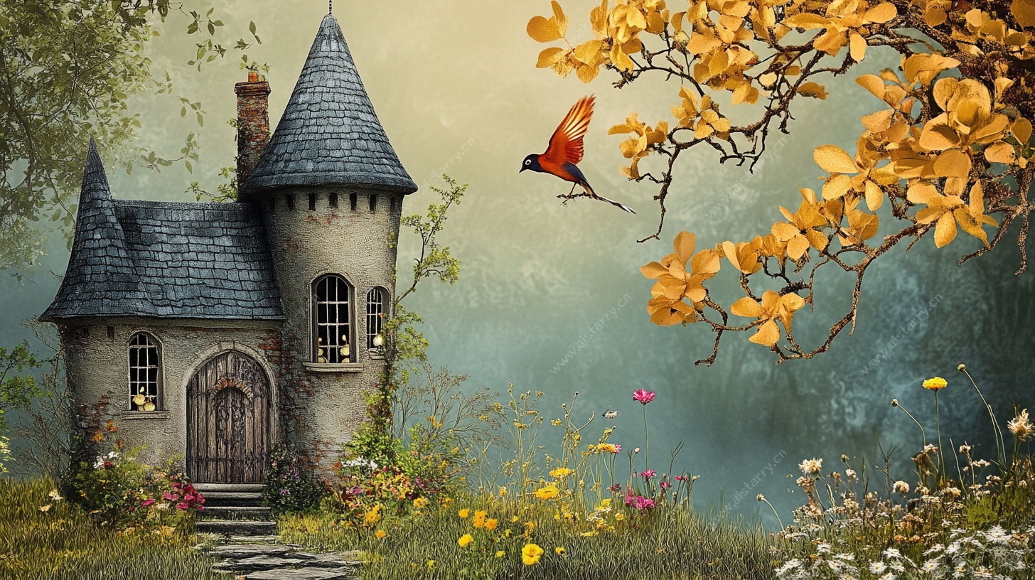 梦幻童话小屋与飞鸟