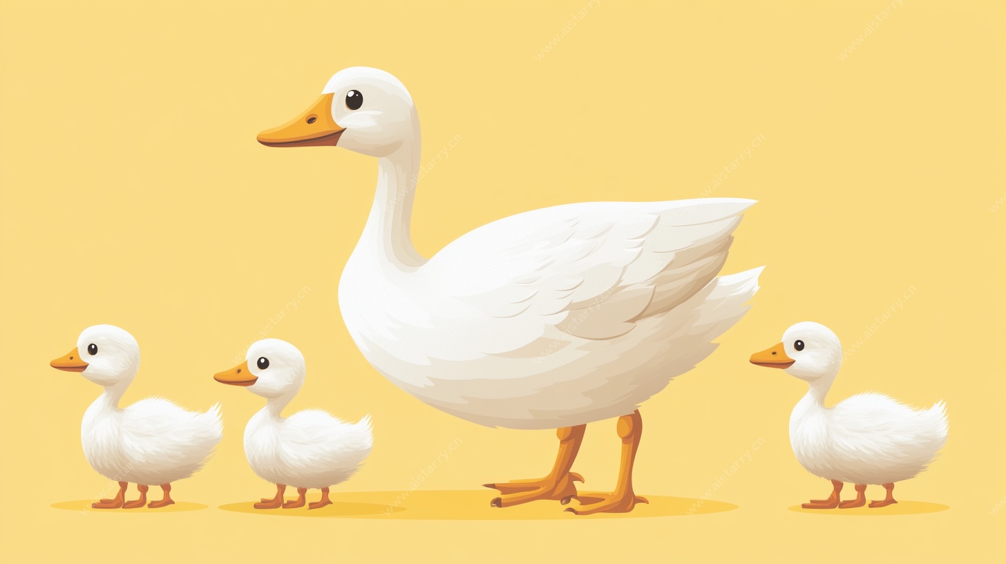 鸭妈妈与小鸭子的温馨画面