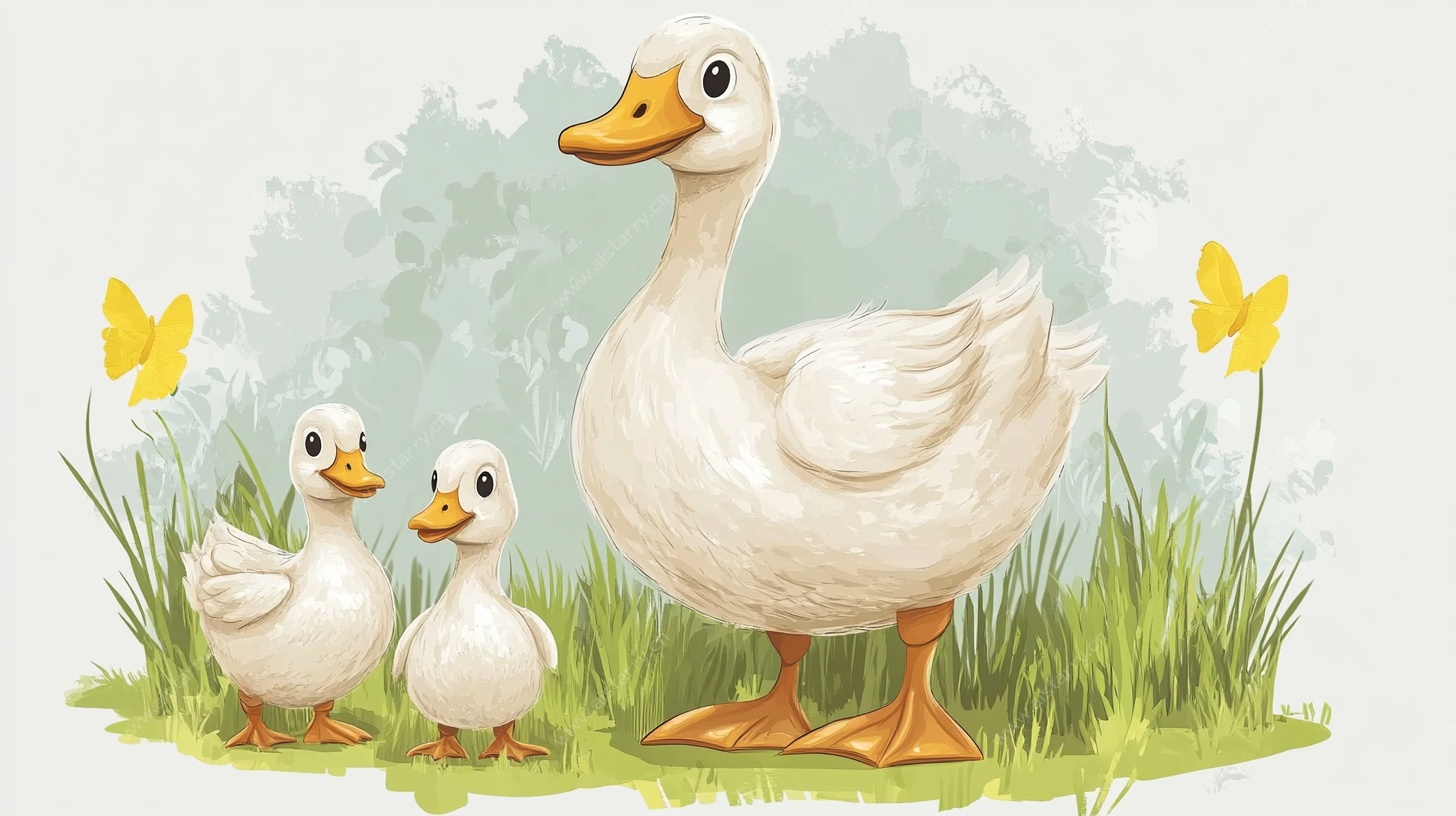 鸭妈妈与小鸭的温馨时刻