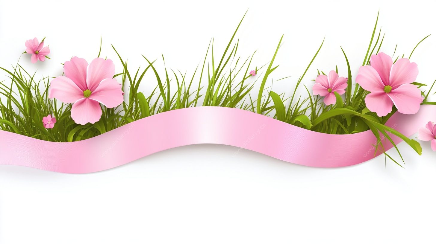 粉色花带草地装饰图案