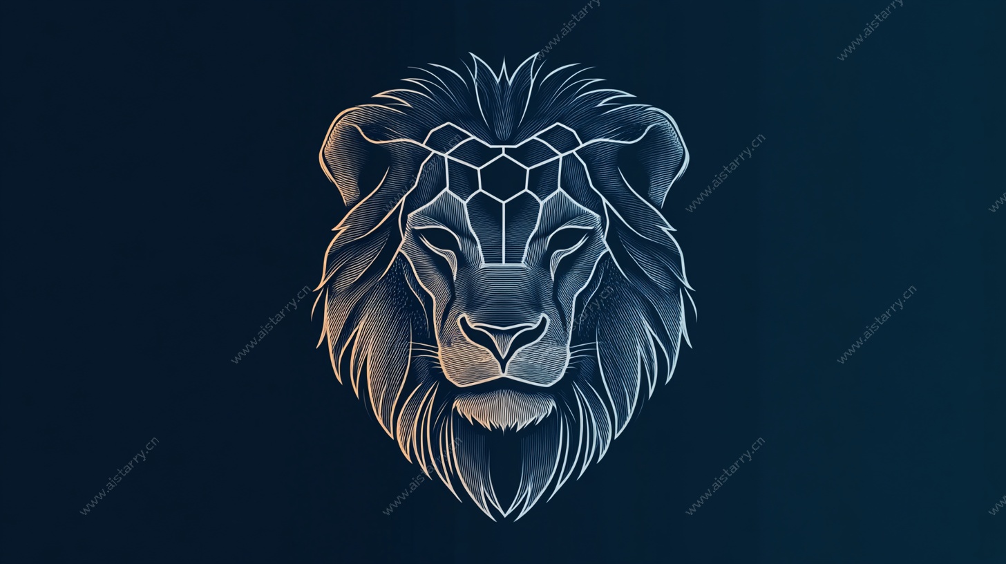 狮子头像简约插画设计