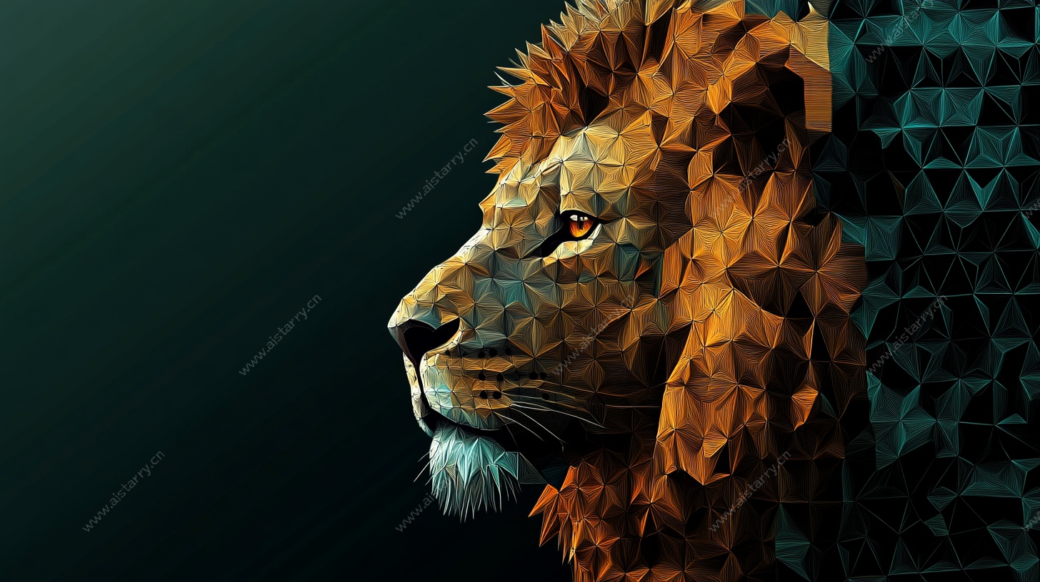 低多边形风格狮子头像