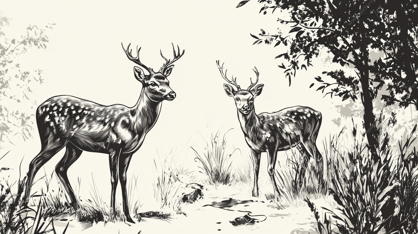 黑白双鹿的自然之境