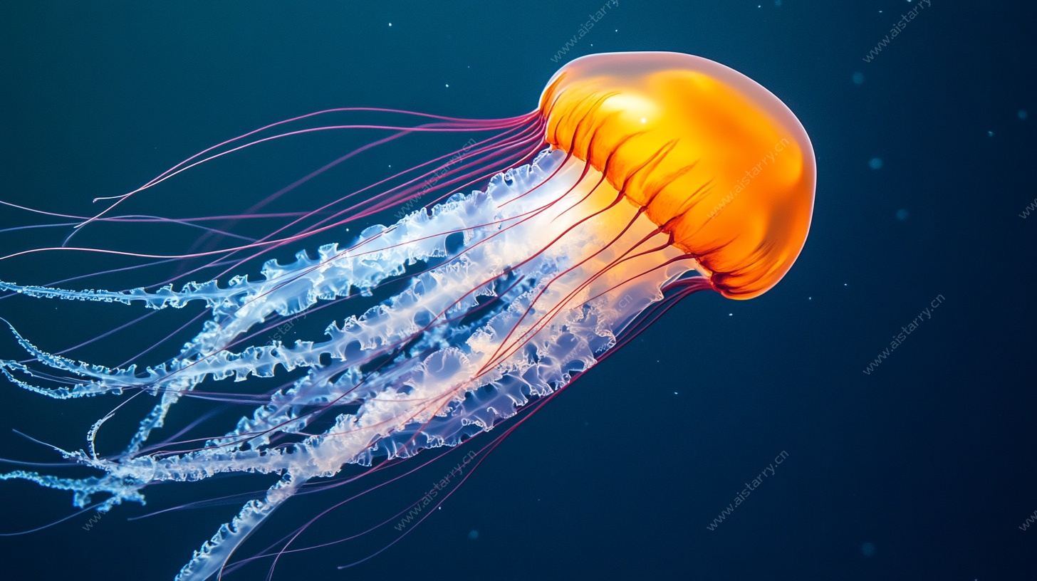 梦幻橙色水母飘逸图