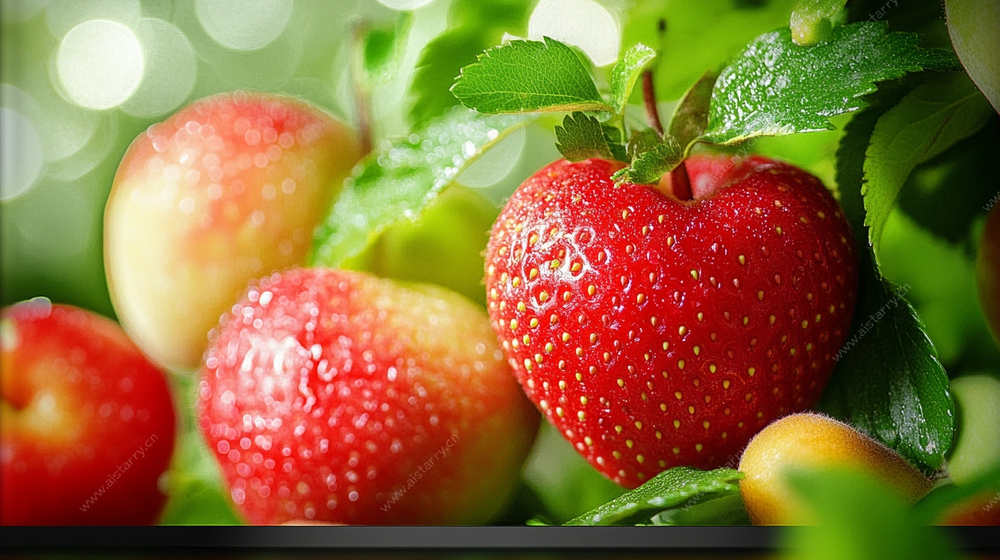 新鲜草莓与苹果静物照