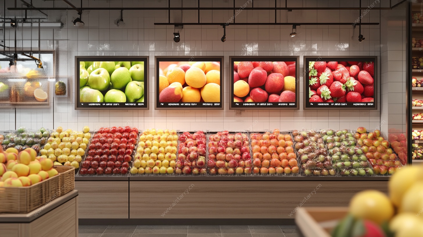 超市多彩水果陈列画面