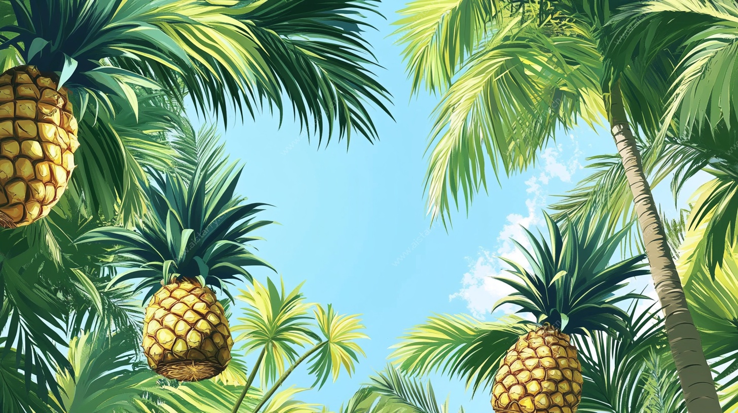 热带菠萝棕榈树风景图