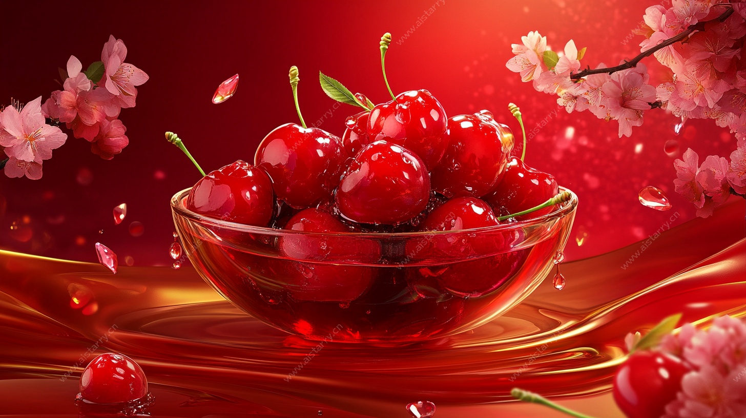 红樱盛于碗 春光映眼前