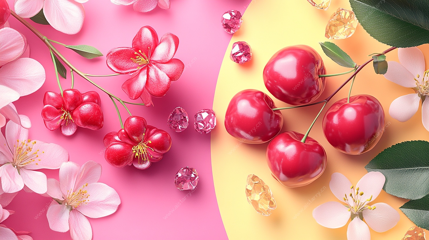 樱桃与花的梦幻组合