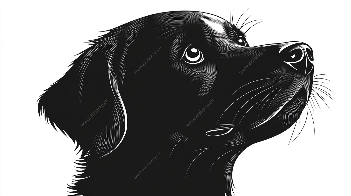 黑犬头部插画