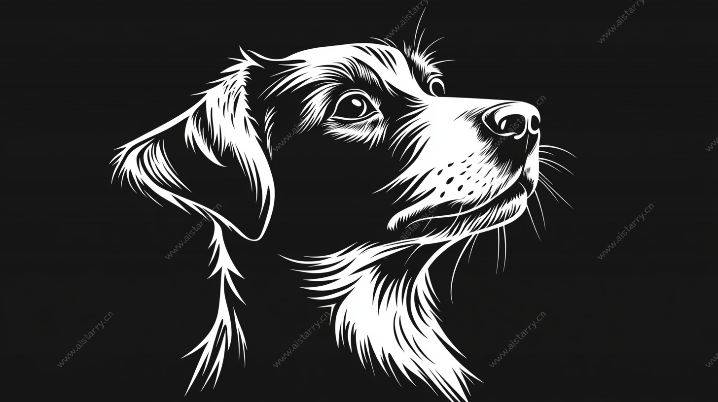 黑白线条狗头像