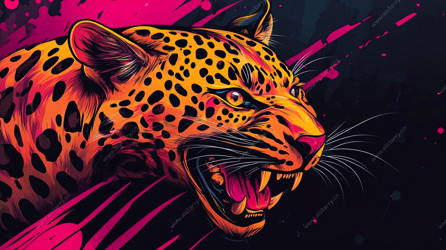 咆哮的斑斓美洲豹