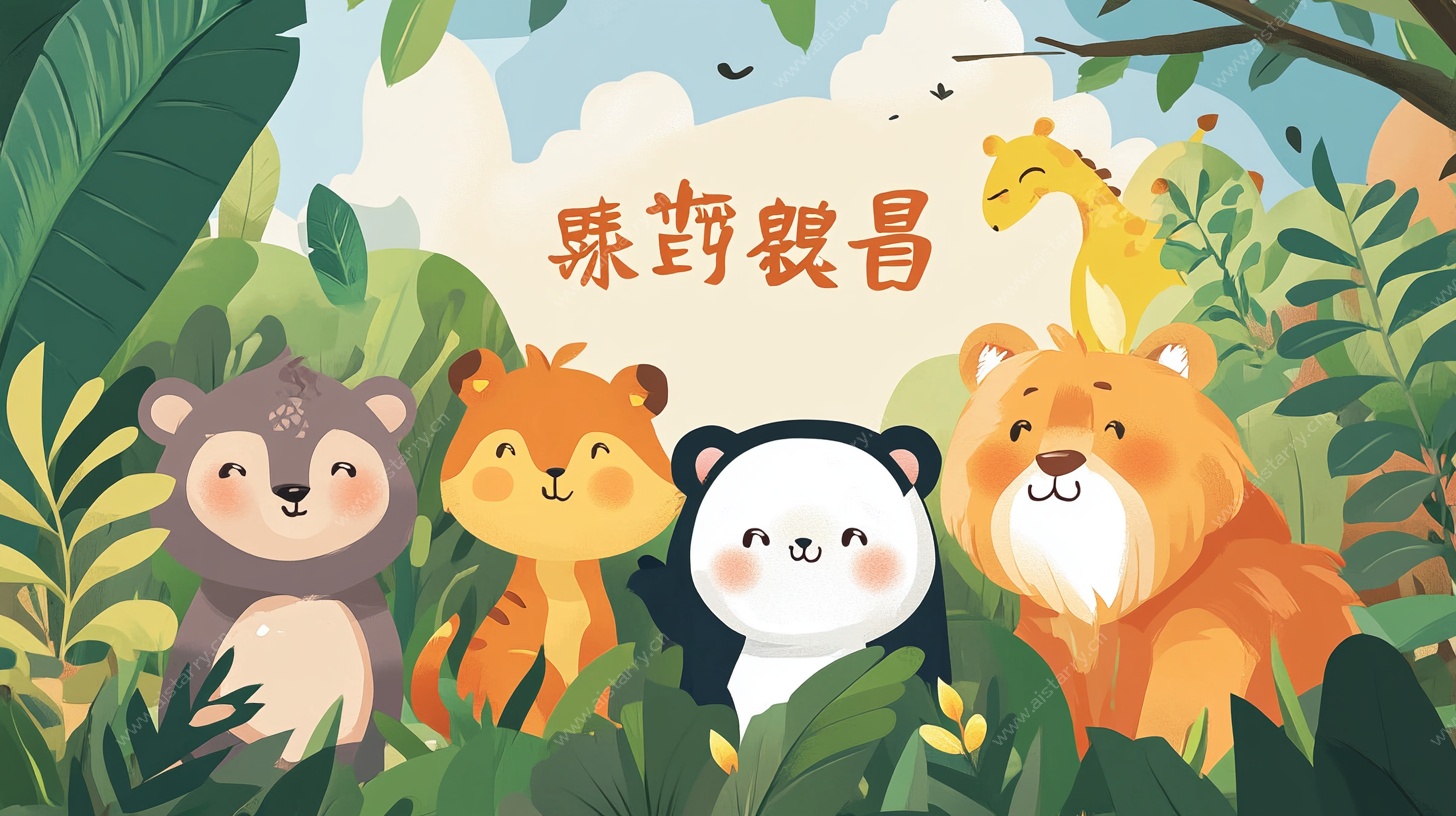 动物齐聚贺新春插画