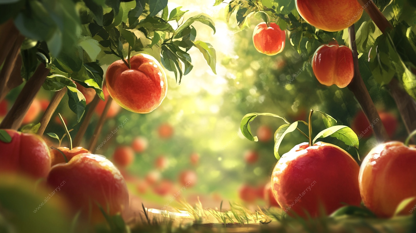 阳光果园里的鲜美桃子