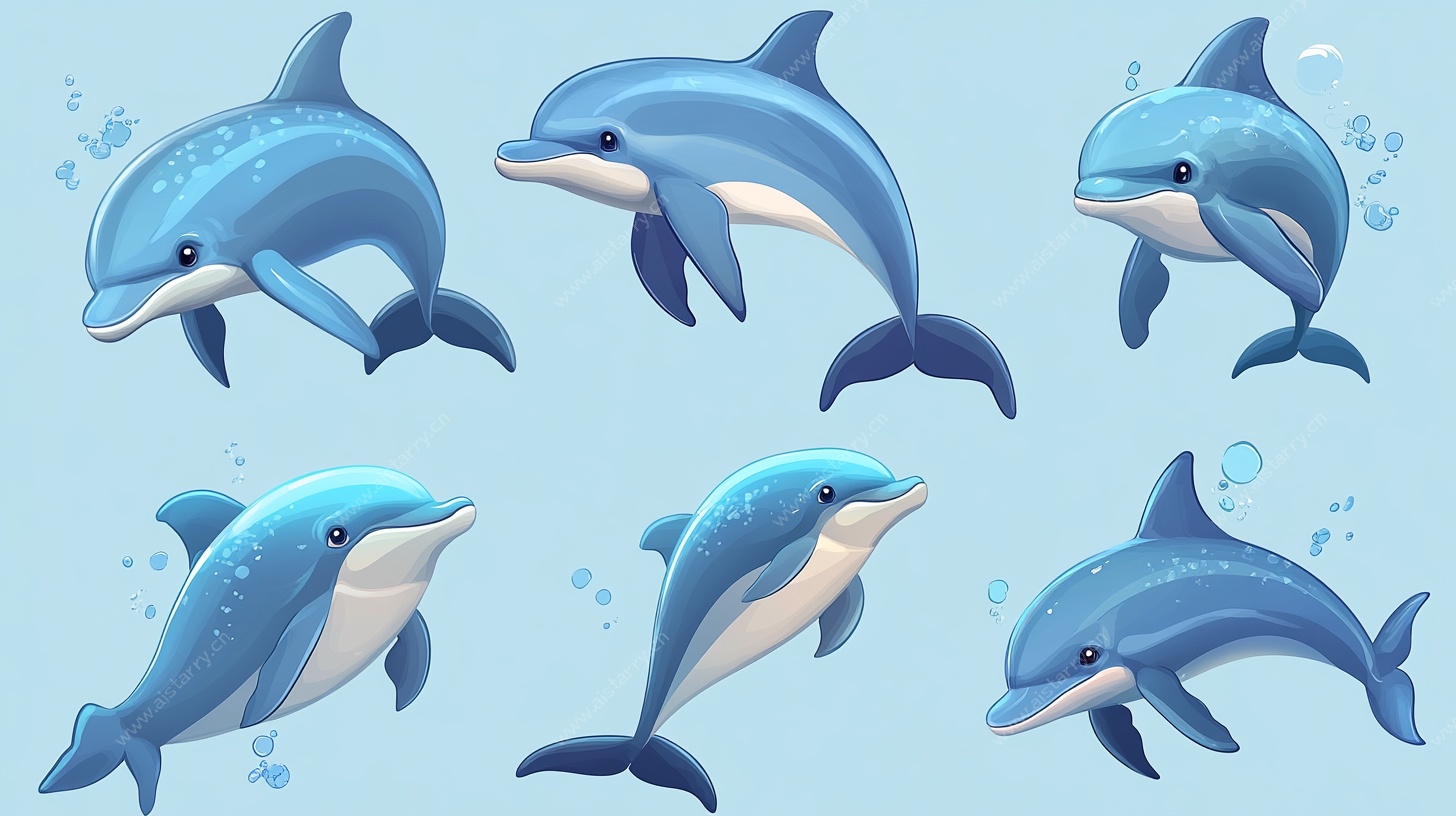 可爱海豚插画集合