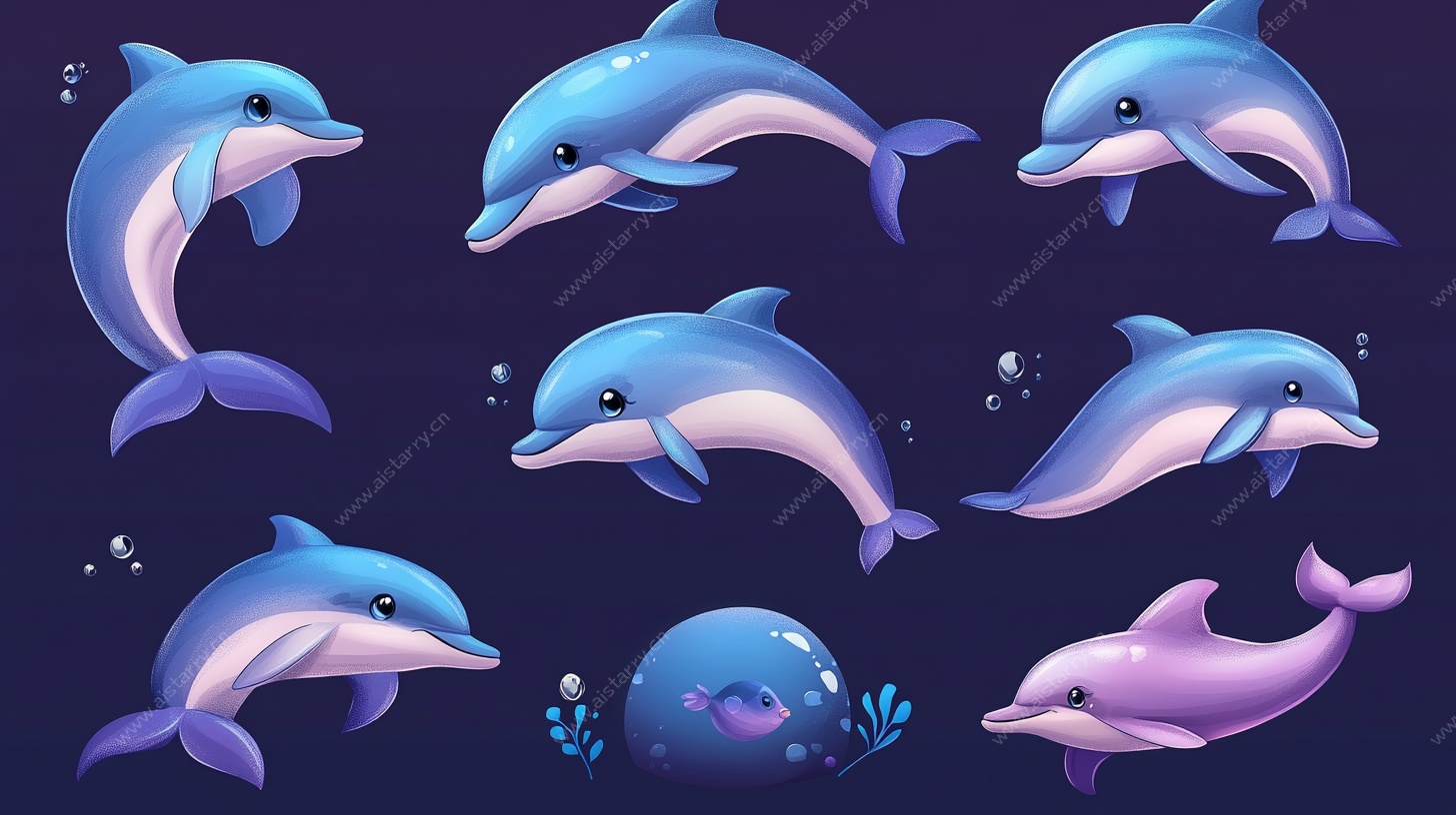 可爱海豚插画集合