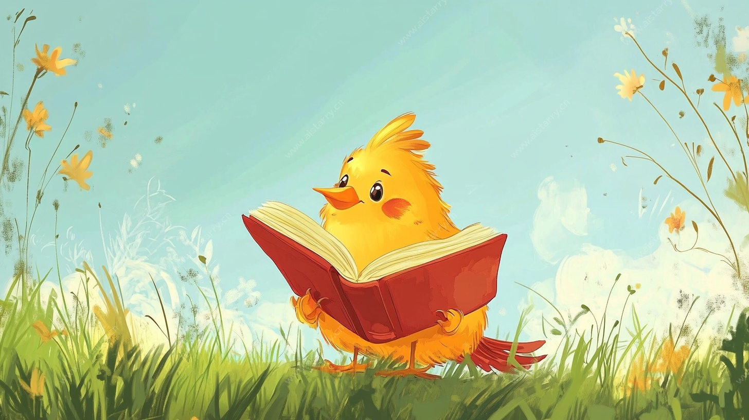 小鸡草地阅读图