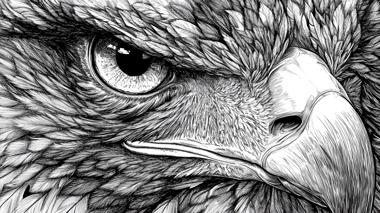 鹰眼特写黑白艺术画