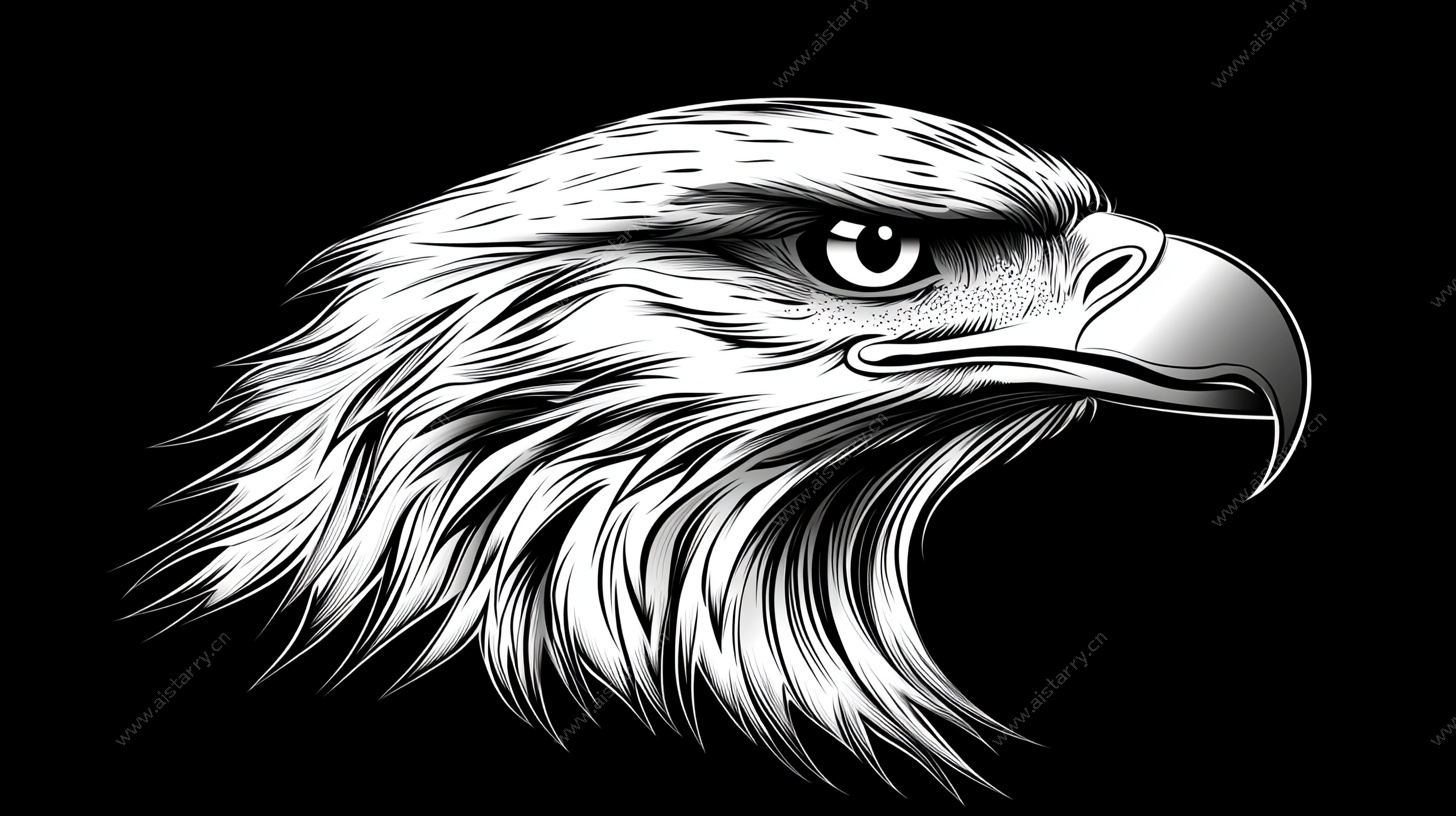 鹰头黑白插画
