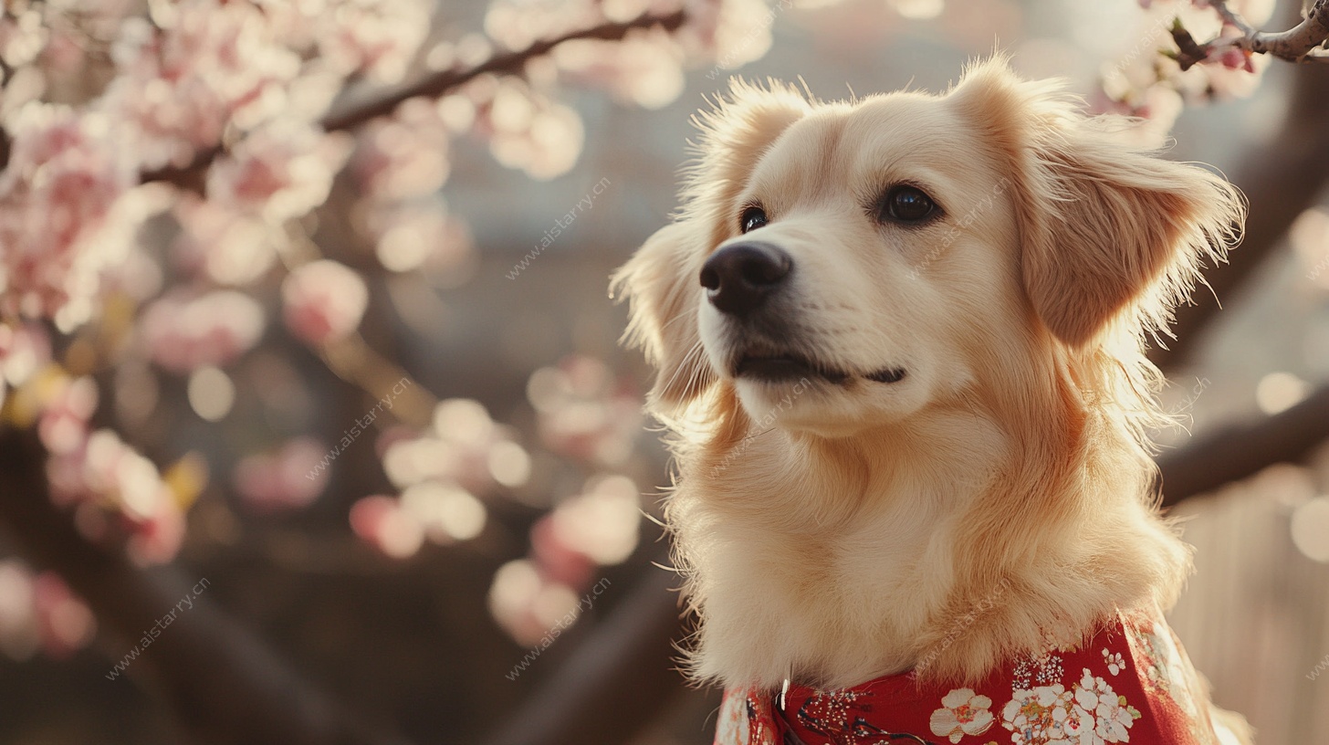春日金毛赏繁花
