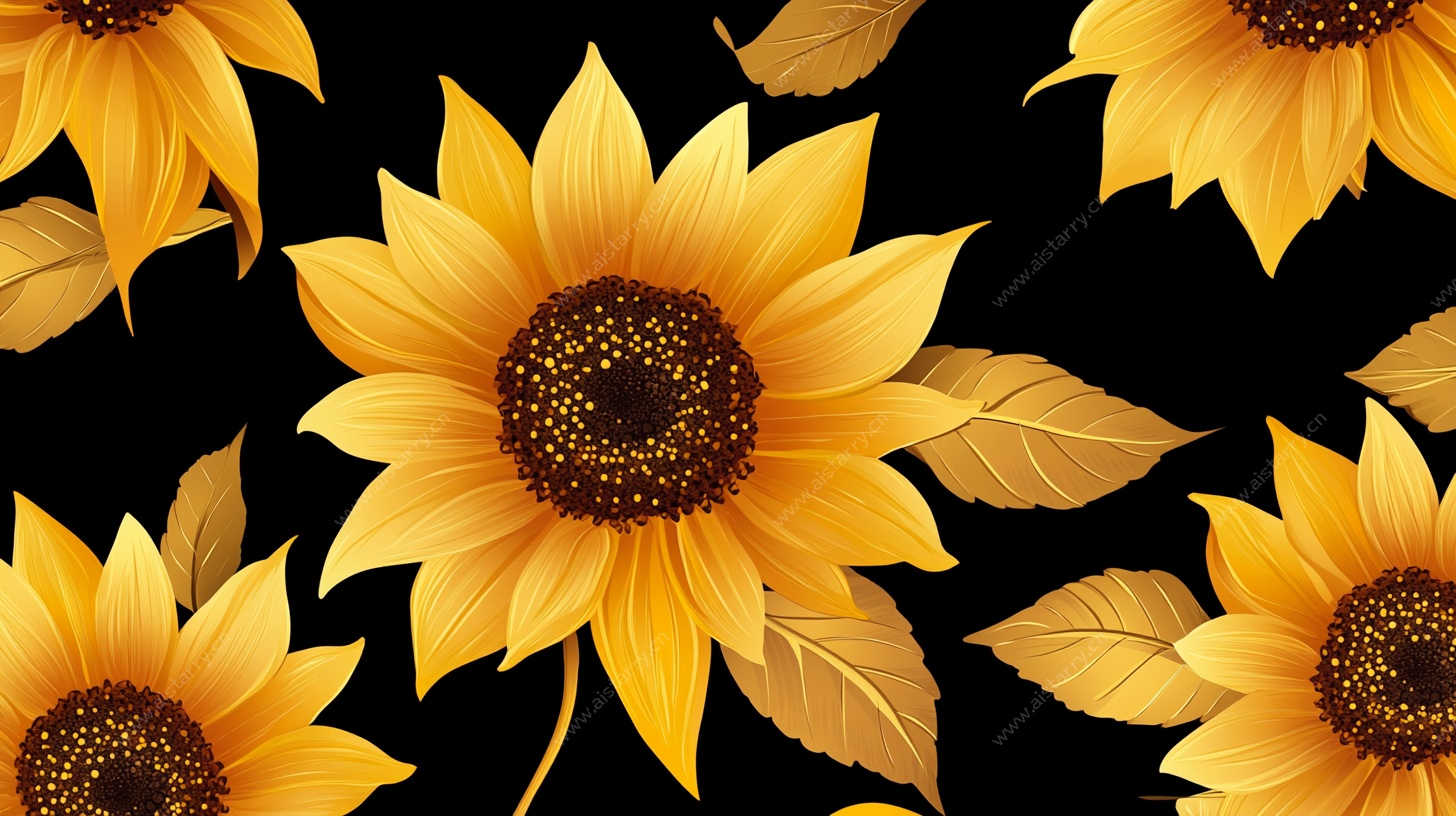 向日葵花卉无缝图案背景