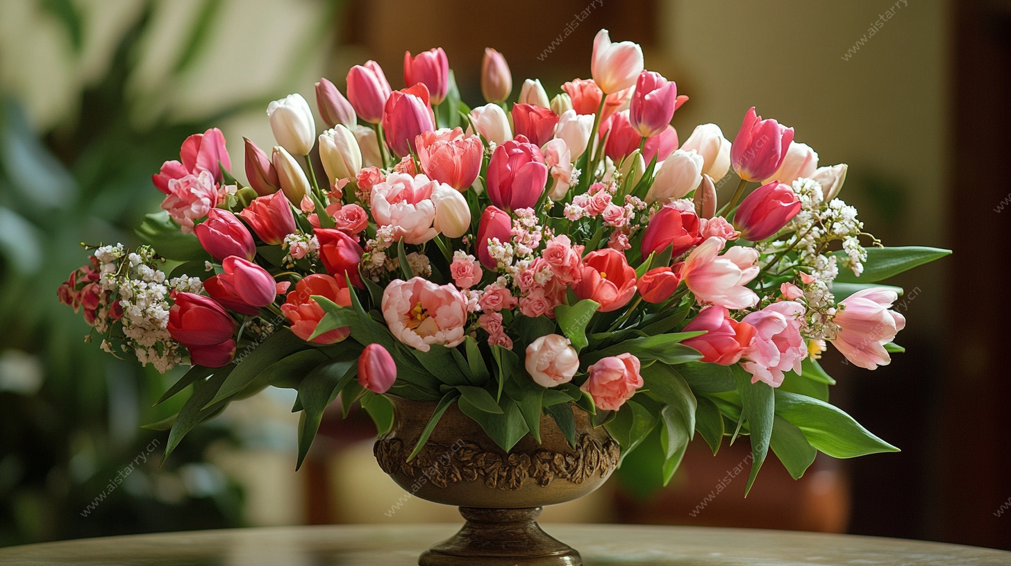 缤纷郁金香花束摆拍