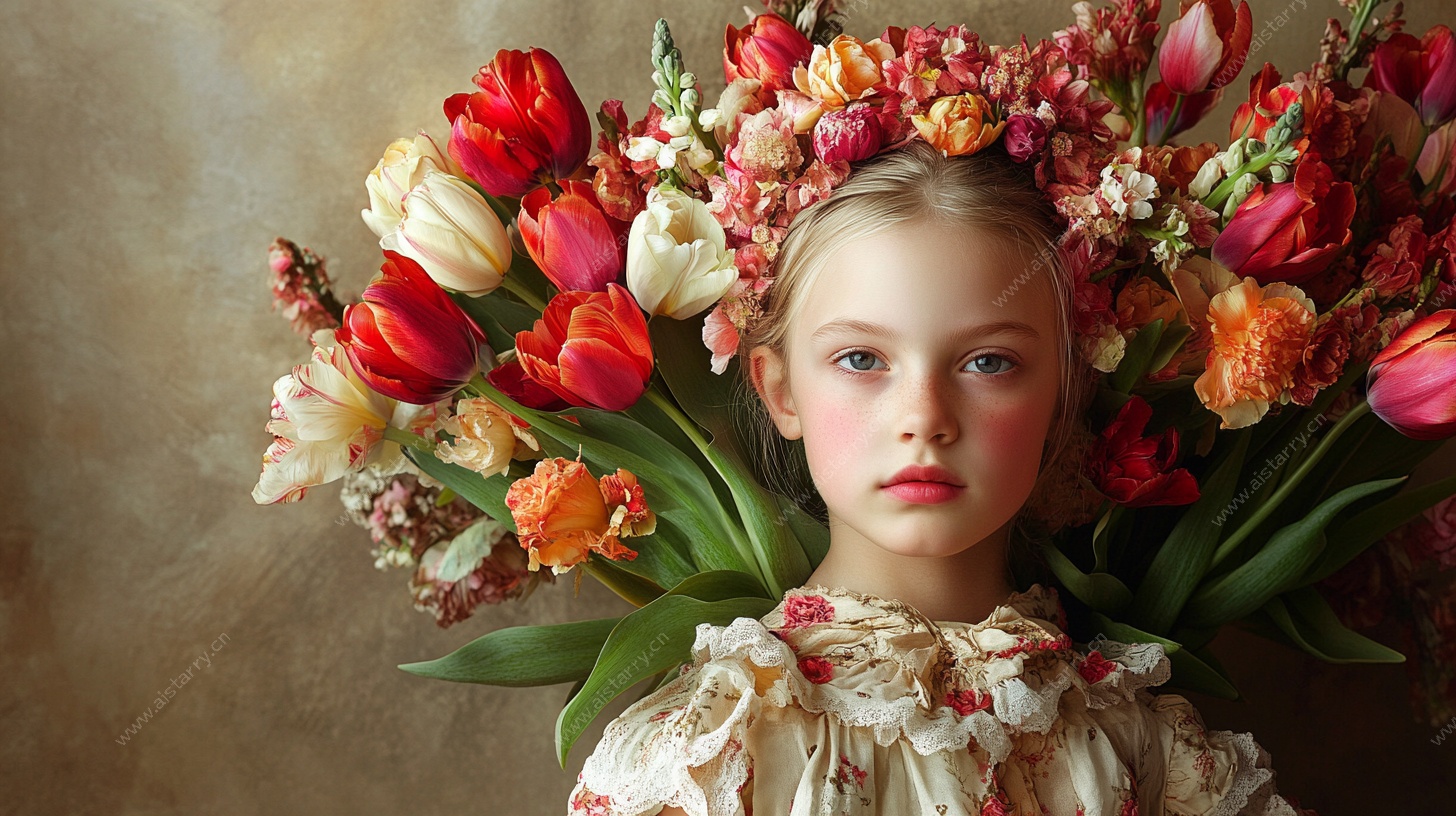 花饰少女梦幻肖像