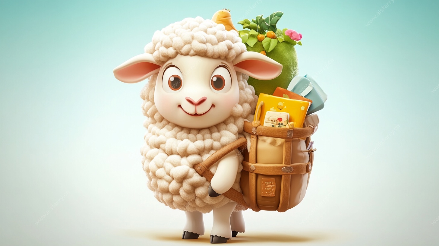背着行囊的可爱小羊羔