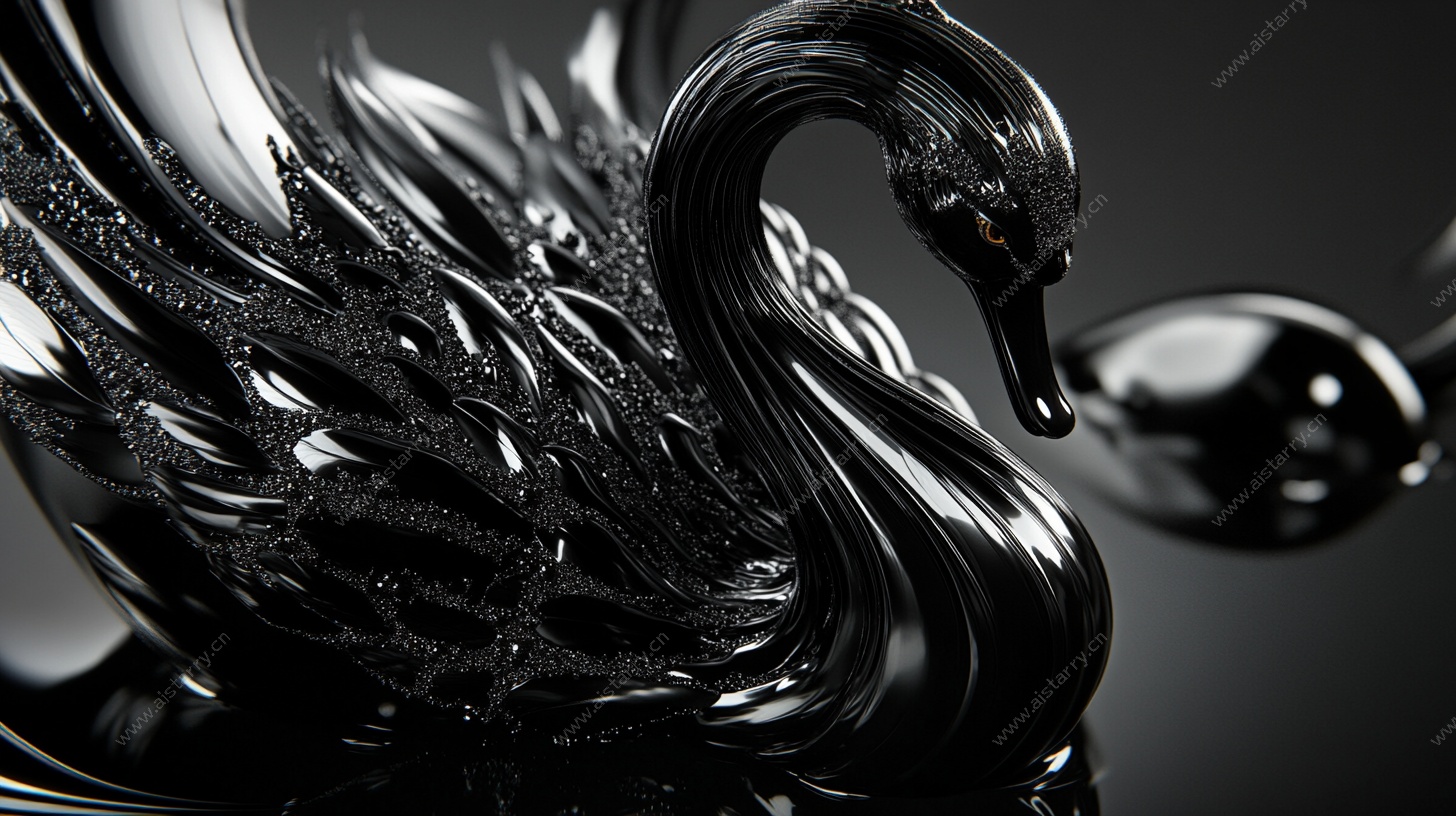 黑天鹅雕塑 金属质感艺术美