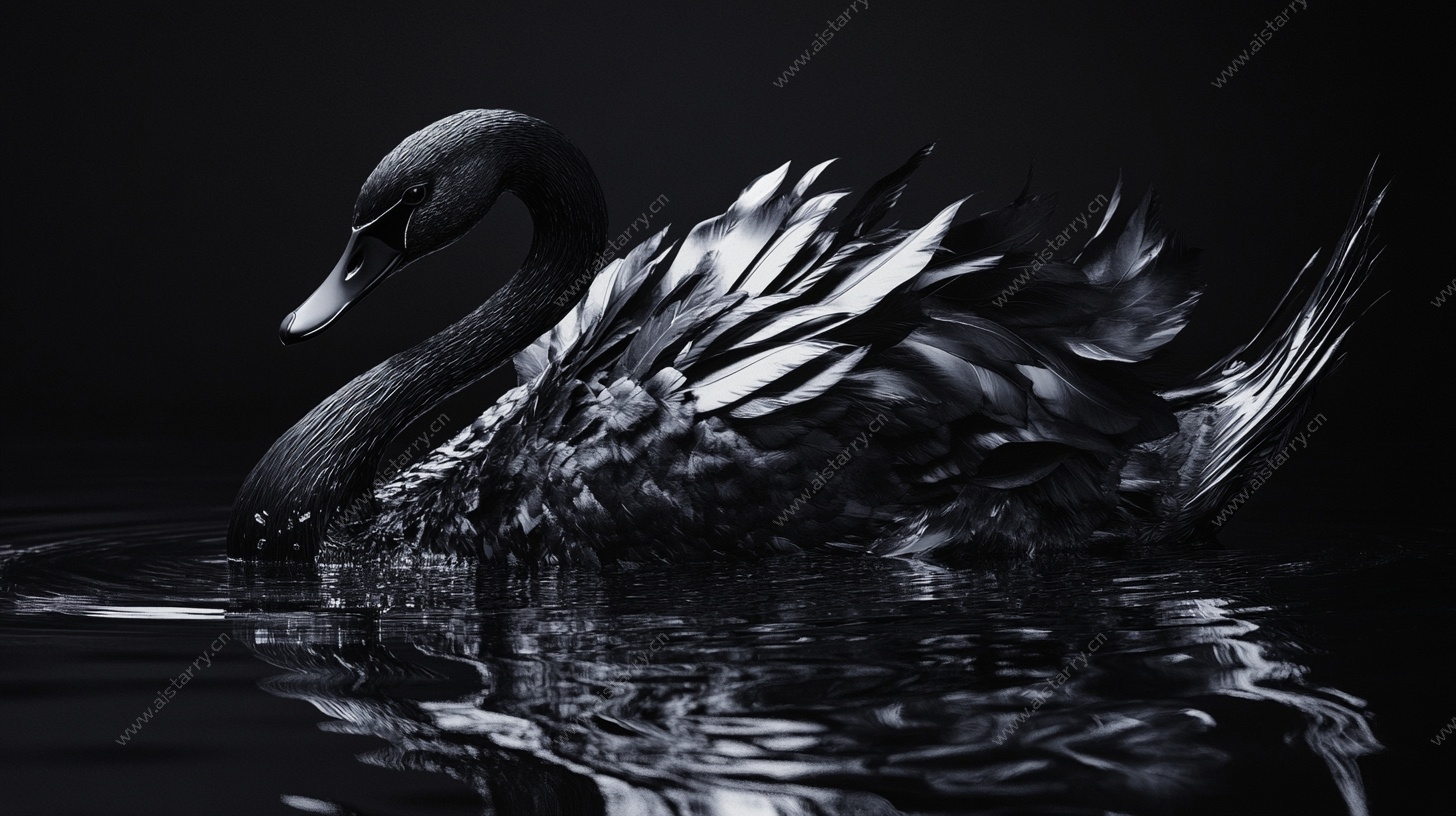 优雅黑天鹅水中独舞