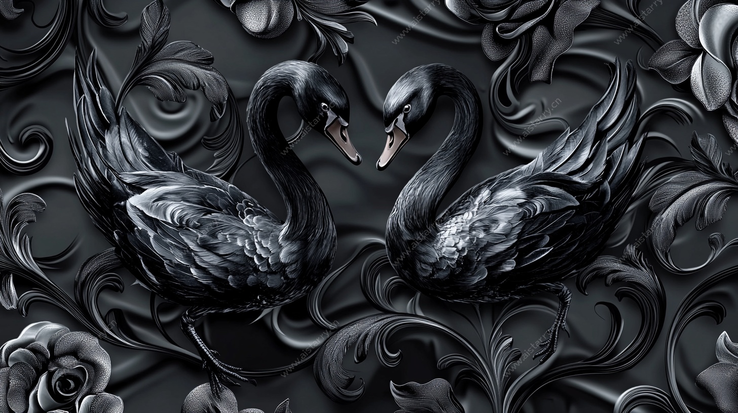 黑天鹅与繁花的浪漫邂逅