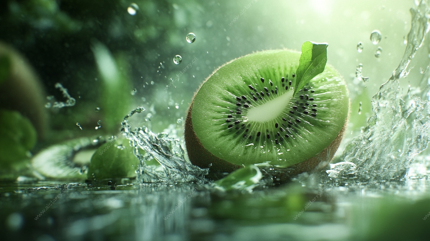 猕猴桃水花飞溅瞬间