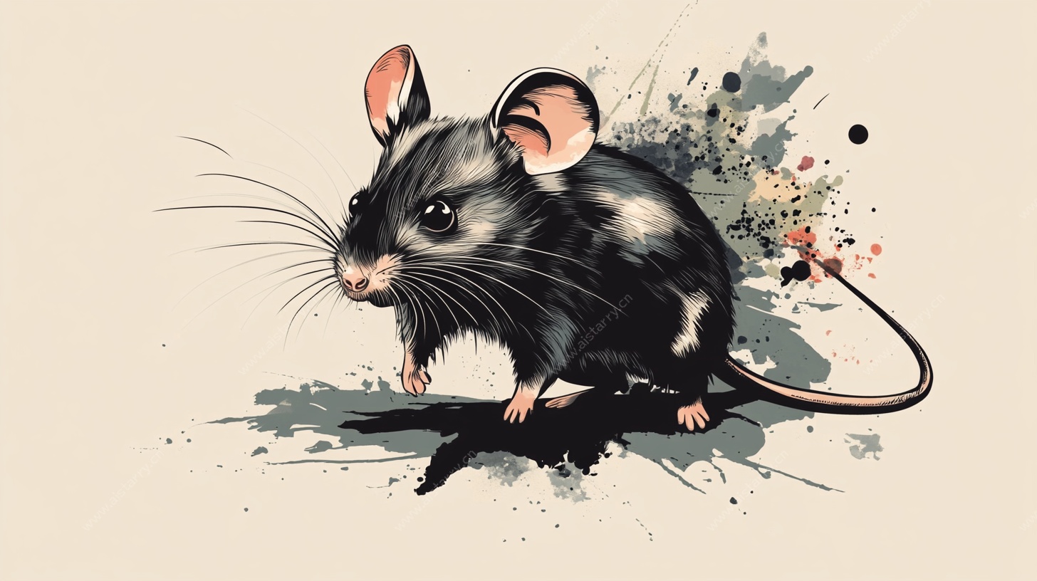 水墨风小老鼠插画