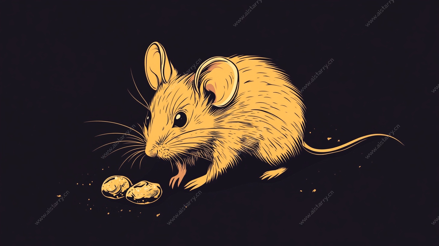 金色小老鼠啃食坚果图