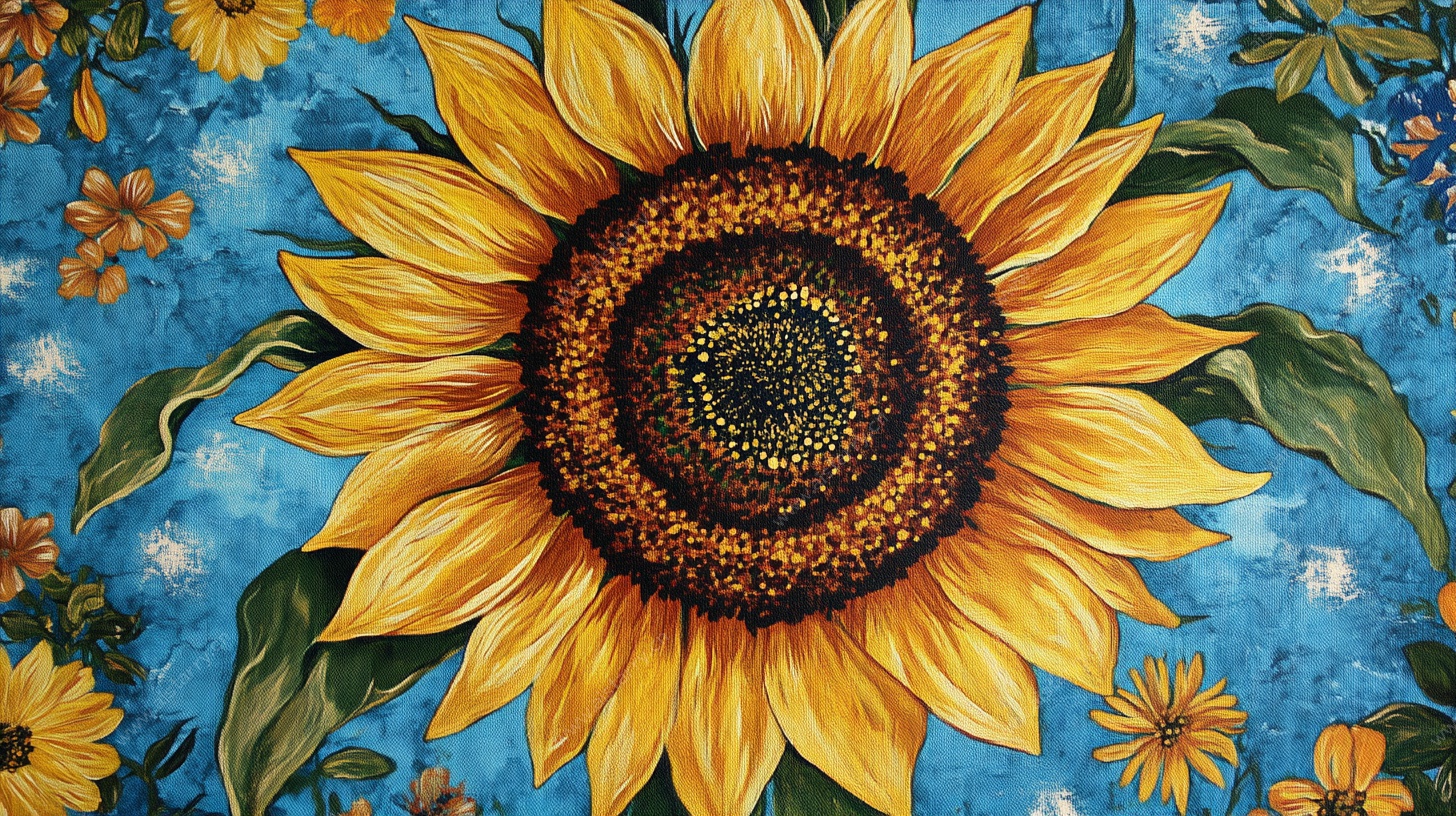 手绘向日葵花卉图案