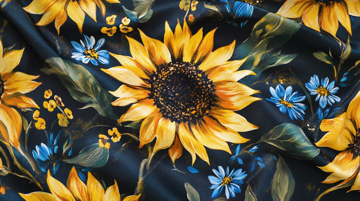 向日葵花卉印花布料