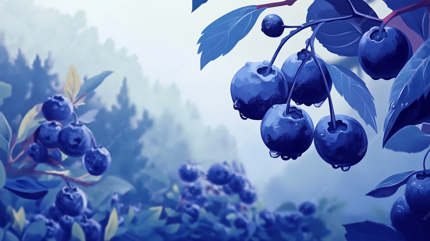 蓝调蓝莓田园梦幻插画