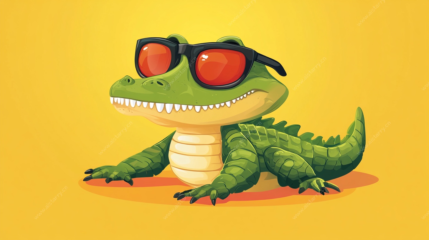 戴墨镜的可爱小鳄鱼