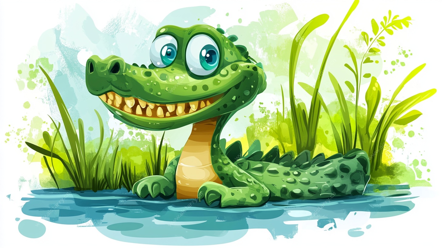 可爱鳄鱼的湿地生活