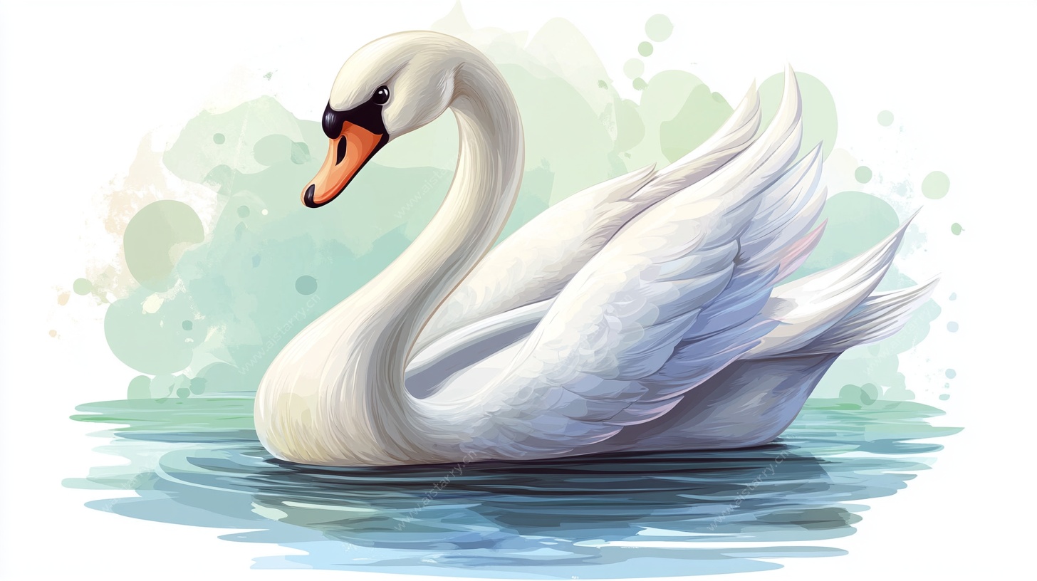 优雅天鹅水中游